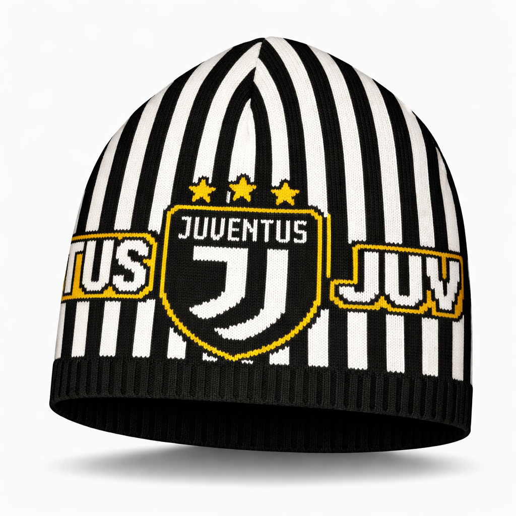 Pletena kapa Juventus, črno-bela