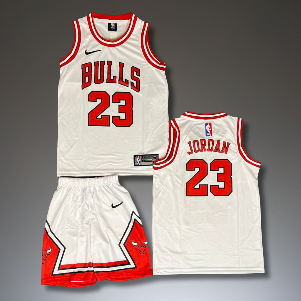 Otroški košarkarski komplet, beli, Chicago Bulls, Jordan