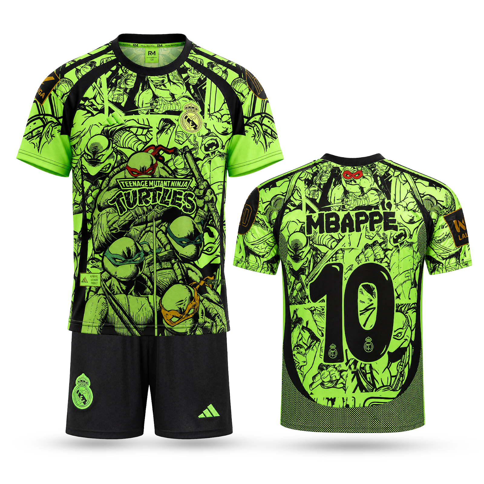 Otroški fluorescenčni komplet Real Madrid, Mbappe. Neonska izdaja Ninja Turtles 2025
