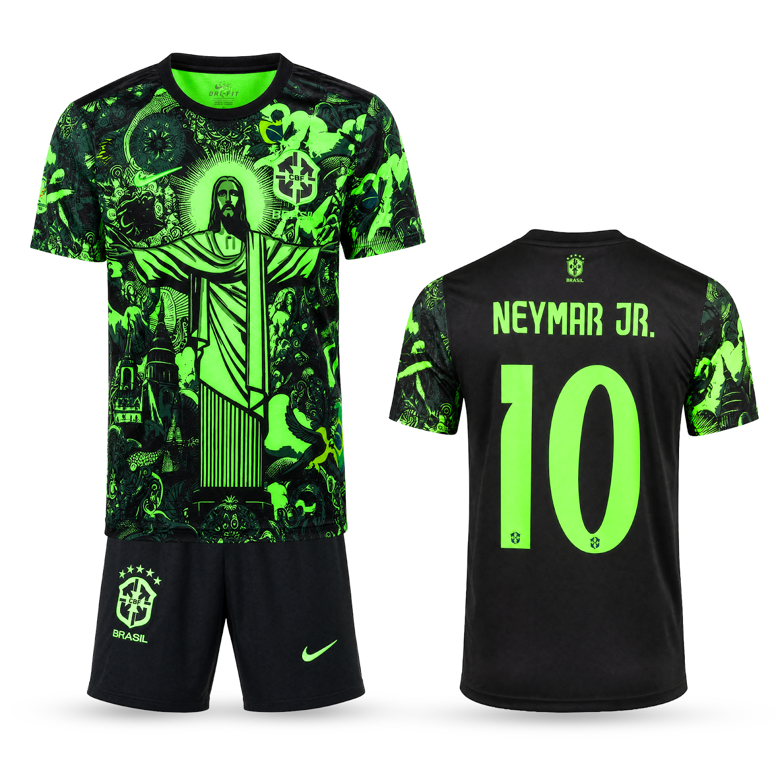 Otroški fluorescenčni komplet Brasil, Neymar. Neonsko zelena izdaja 2025