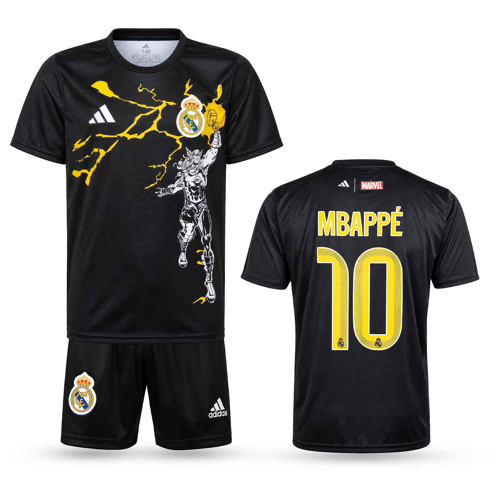 Real Madrid Otroški Nogometni Komplet, Mbappe. Thor Edition, Črn