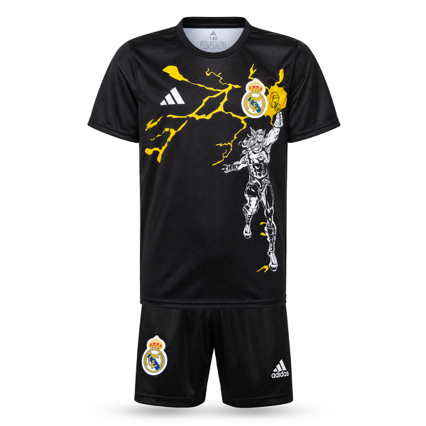 Real Madrid Kids Thor Edition Football Kit, Bellingham. Thor Edition Black