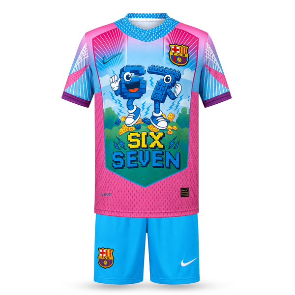Barcelona Otroški Nogometni Komplet, Jamal. Six Seven Edition, Svetlo Moder-Rožnat