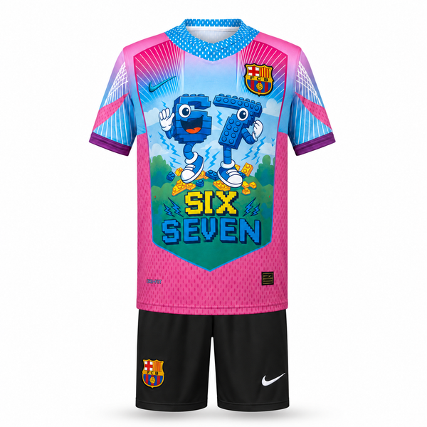 Barcelona Otroški Nogometni Komplet, Jamal. Six Seven Edition, Svetlo Moder-Rožnat