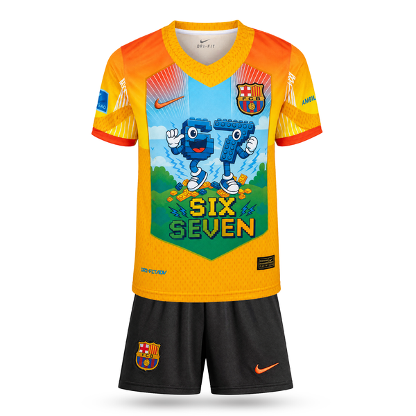 Barcelona Otroški Nogometni Komplet, Yamal. Six Seven Edition, Oranžen