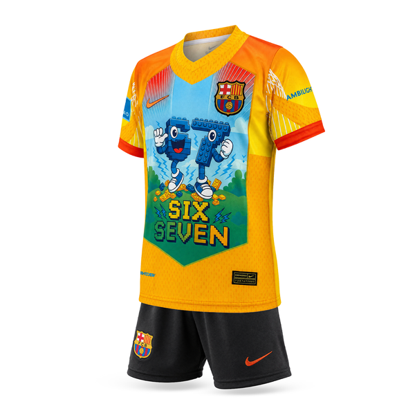 Barcelona Otroški Nogometni Komplet, Yamal. Six Seven Edition, Oranžen