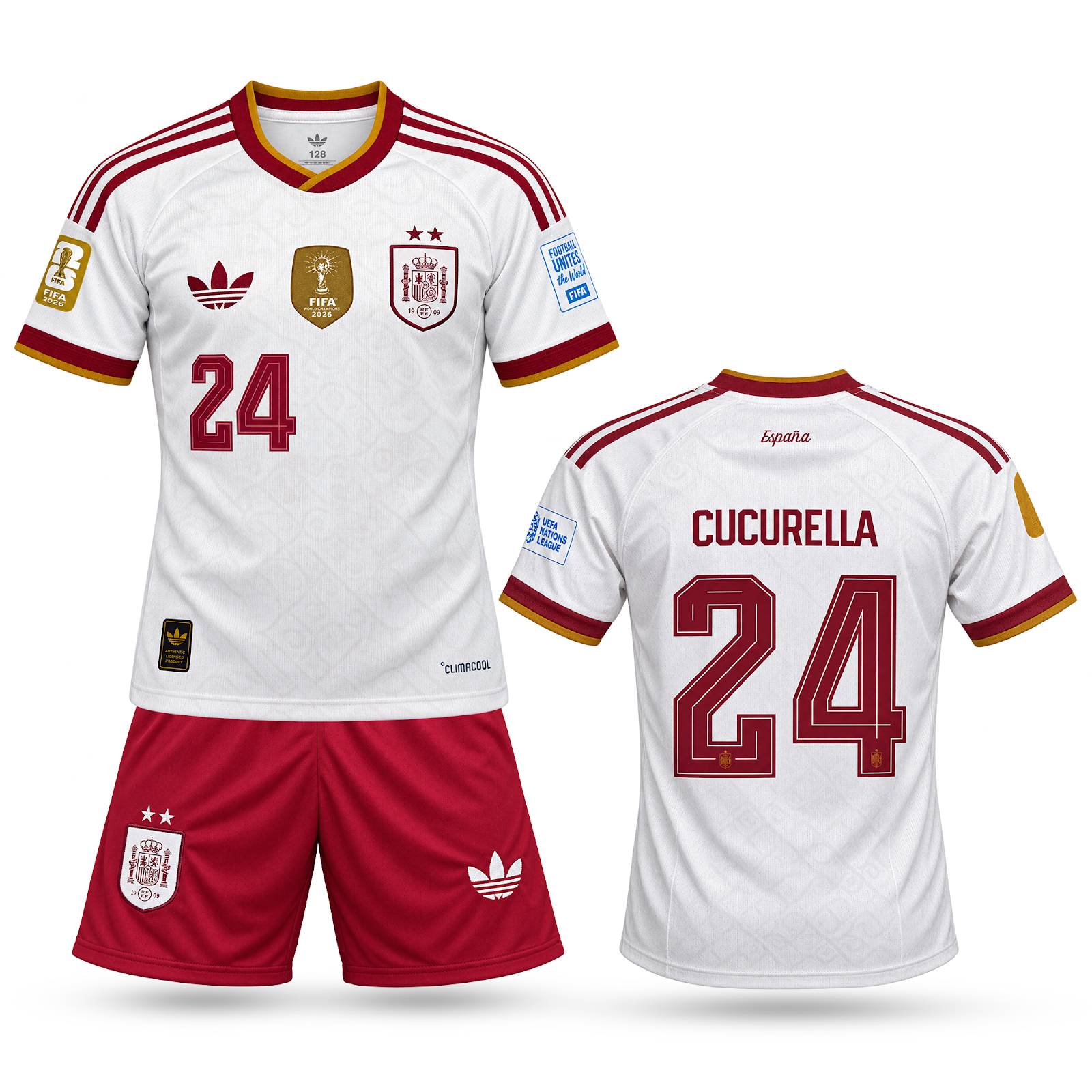 Španija Otroški Gostujoči Nogometni Komplet, Cucurella. World Cup 2026