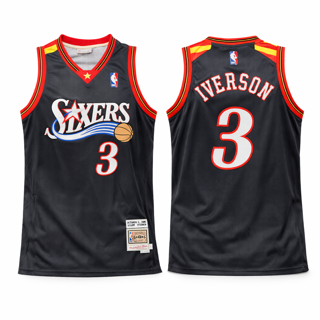 Philadelphia 76ers Moški Retro Košarkarski Dres, Iverson. Hardwood Classics, Črn