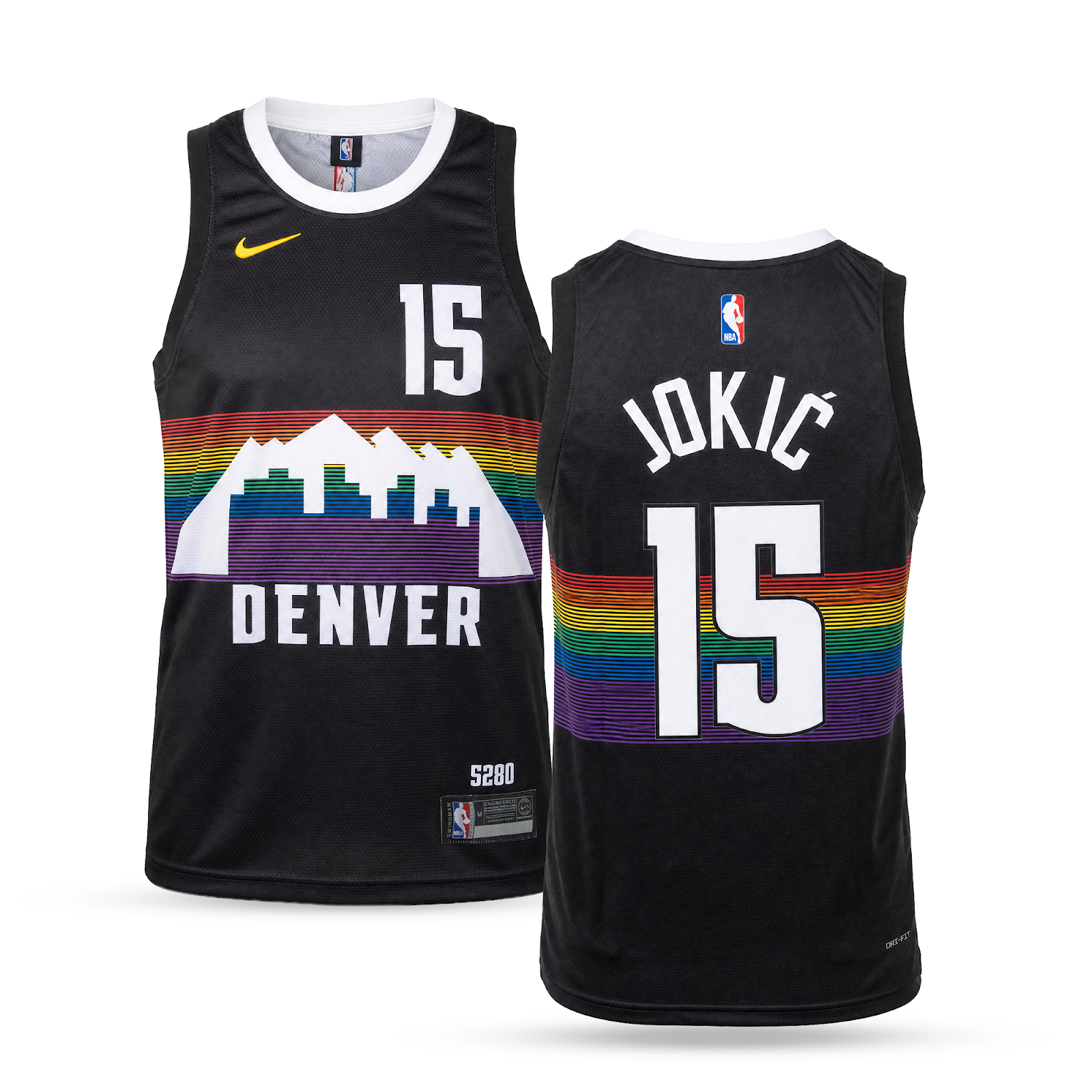 Denver Nuggets Moški Košarkarski Dres, Jokić. Črn