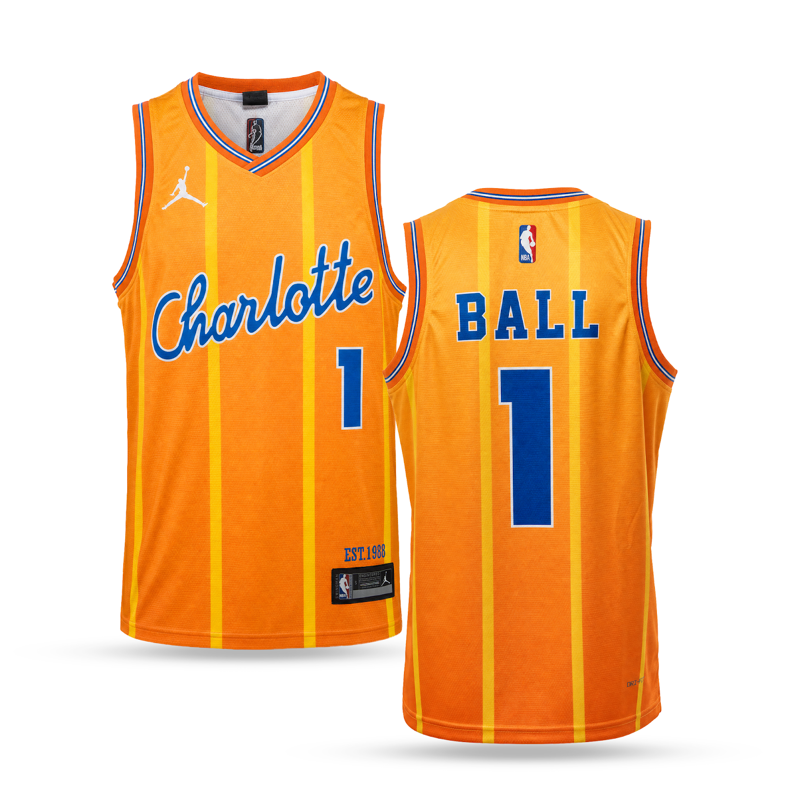 Charlotte Hornets Moški Košarkarski Dres, Ball. Oranžen