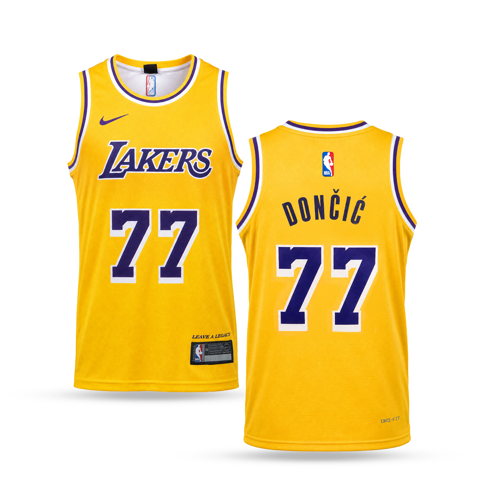 LA Lakers Moški Košarkarski Dres, Dončić. 26/27, Rumena