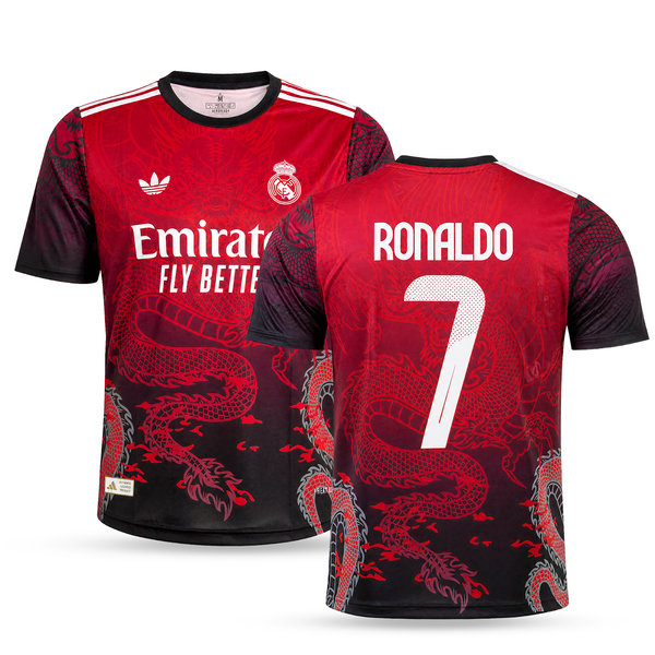Real Madrid moški dres, rdeč, Ronaldo. Zmajska izdaja 2025