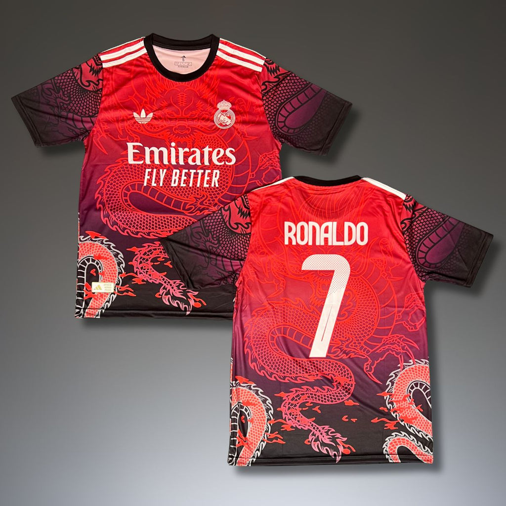 Real Madrid moški dres, rdeč, Ronaldo. Zmajska izdaja 2025