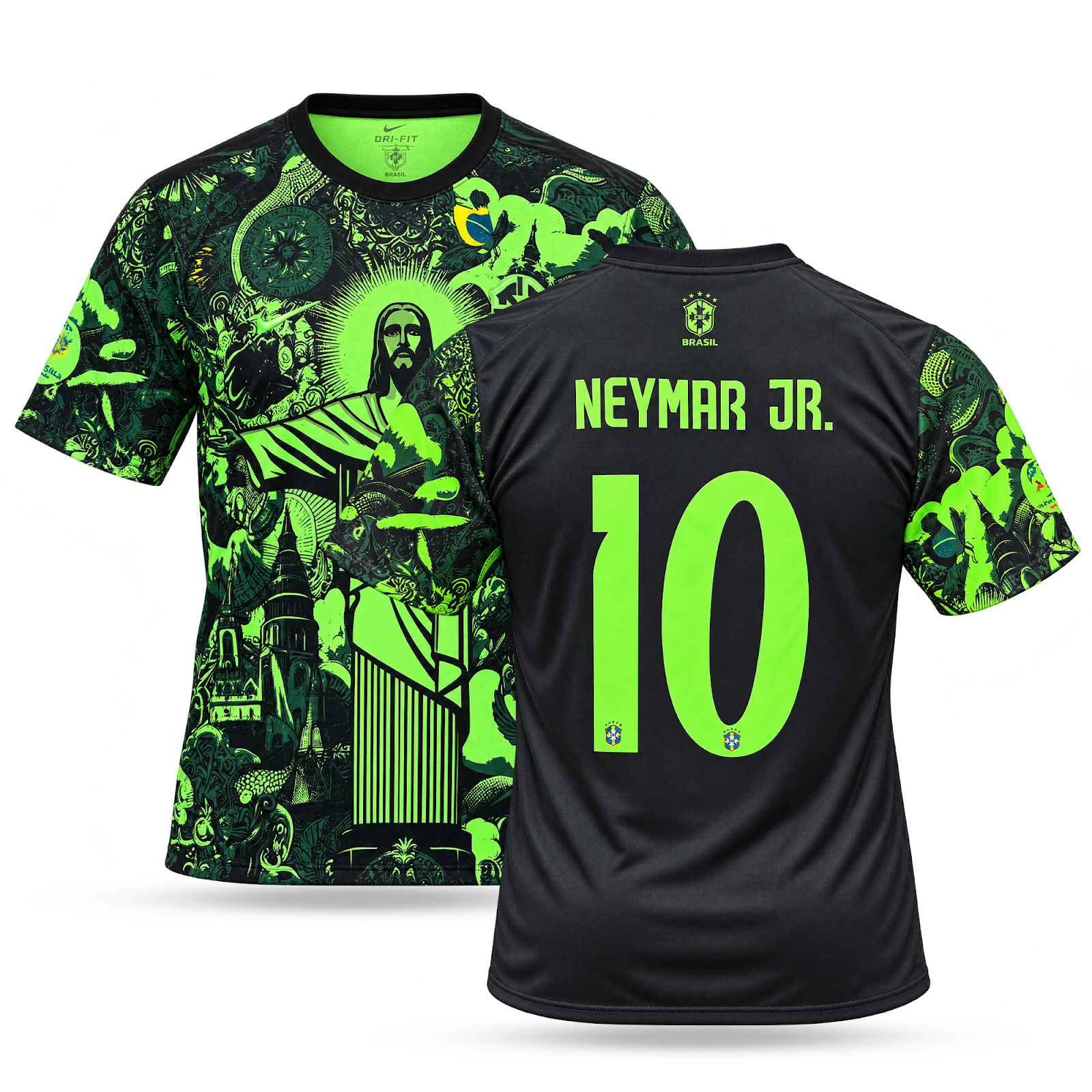 Brazilija moški fluorescenčni dres, Neymar. Neonsko zelena izdaja 2025
