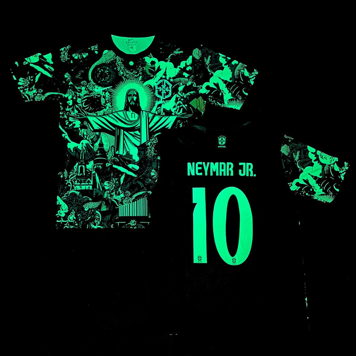 Brazilija moški fluorescenčni dres, Neymar. Neonsko zelena izdaja 2025