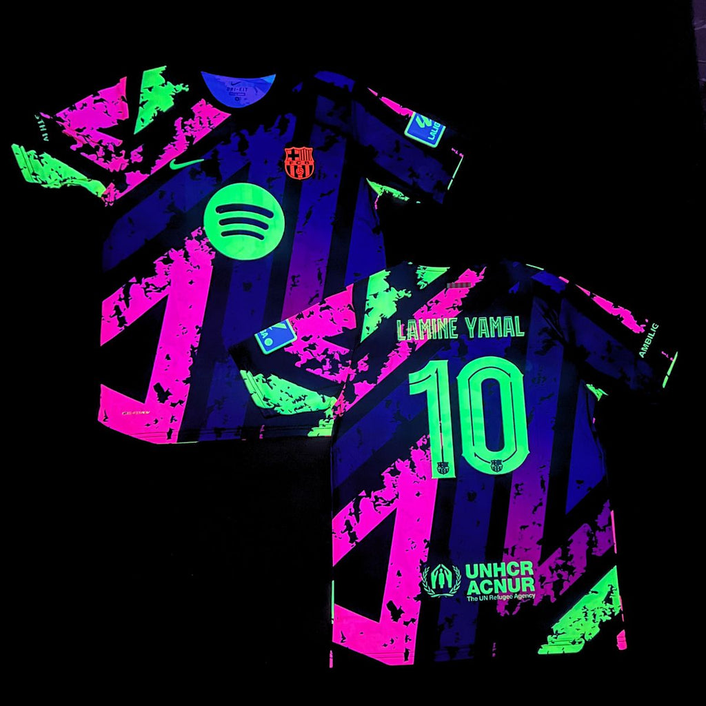 Barcelona moški fluorescenčni dres, Yamal. Barvita neon izdaja