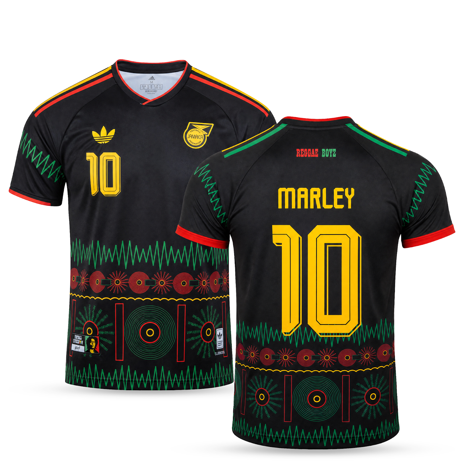 Jamajka Moški Nogometni Dres, Bob Marley. Bob Marley Edition, Črn
